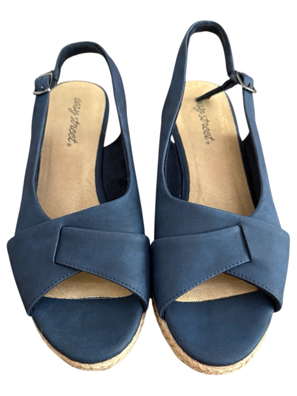 Easy Street Devlin Espadrille Navy Wedge Heeled Sandals- 8.5W
